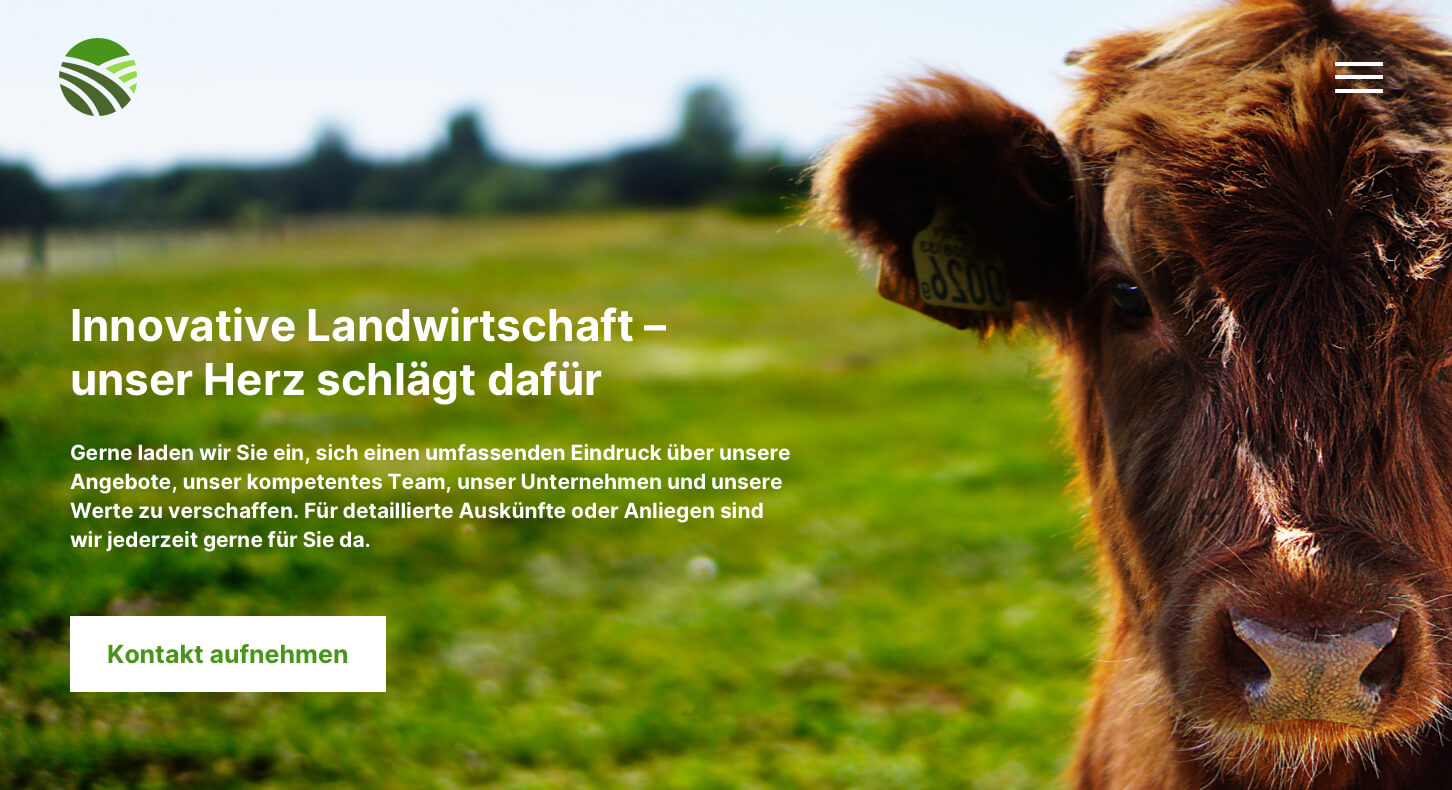 Ein Desktop Screenshot der perfekten landwirtschaftsbetrieb - Webseite